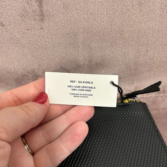 NWT Comme Des Garcons Leather Coin Purse Black Zipper Pouch Purse Textured NEW - Picture 3 of 5